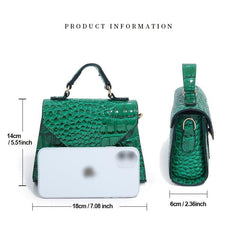 Crocodile Embossed Top Handle Purse Solid Flap Satchel Bag