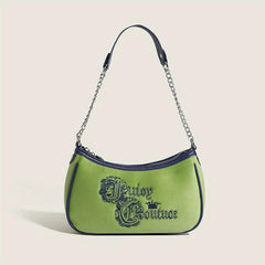 Y2K Vintage Letter Embroidery Baguette Bag Underarm Purse