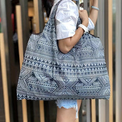 Large Foldable Nylon Tote Bag Grocery Travel Shop