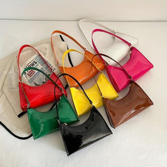 Glossy Baguette Bag Candy Shoulder Underarm Purse