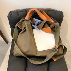 Canvas Tote Bag Contrast Shoulder School Travel