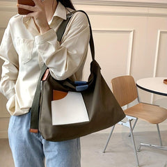 Canvas Tote Bag Contrast Shoulder School Travel