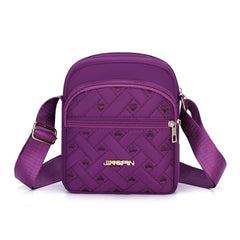 Heart Embroidery Crossbody Bag Women's Pocket Purse Nylon Shoulder B