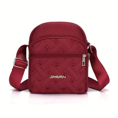 Heart Embroidery Crossbody Bag Women's Pocket Purse Nylon Shoulder B