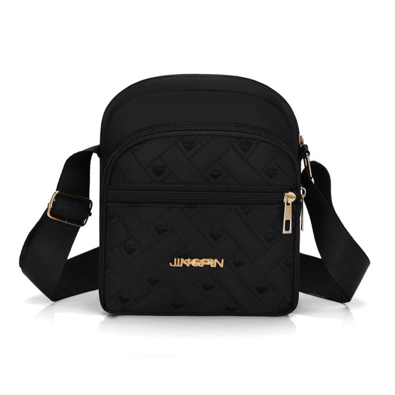 Heart Embroidery Crossbody Bag Women's Pocket Purse Nylon Shoulder B