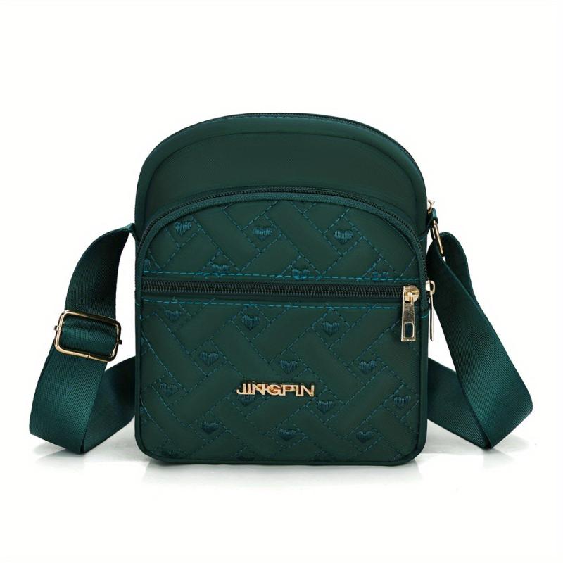 Heart Embroidery Crossbody Bag Women's Pocket Purse Nylon Shoulder B