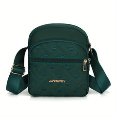 Heart Embroidery Crossbody Bag Women's Pocket Purse Nylon Shoulder B