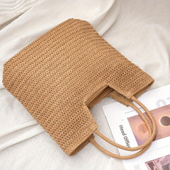Straw Summer Beach Bag Women's Woven Tote Bag Large Capacity