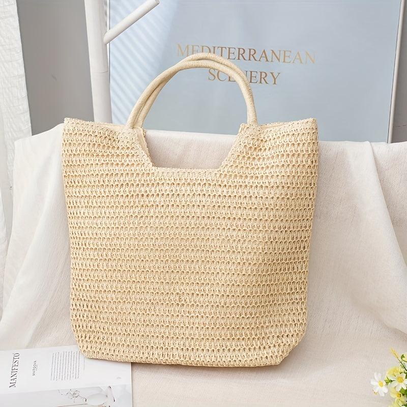 Straw Summer Beach Bag Women's Woven Tote Bag Large Capacity