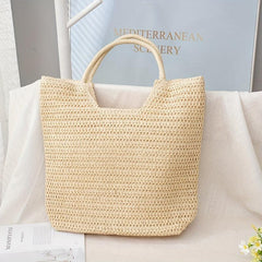 Straw Summer Beach Bag Women's Woven Tote Bag Large Capacity