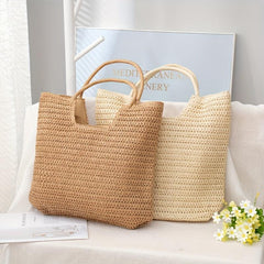 Straw Summer Beach Bag Women's Woven Tote Bag Large Capacity