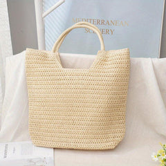 Straw Summer Beach Bag Women's Woven Tote Bag Large Capacity