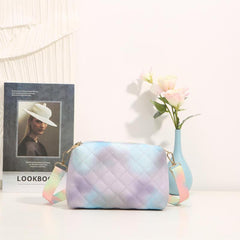 Colorful Quilted Shoulder Bag Rainbow Zipper Crossbody Bag