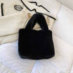 Large Fluffy Tote Bag Furry Crossbody Bag With Chain