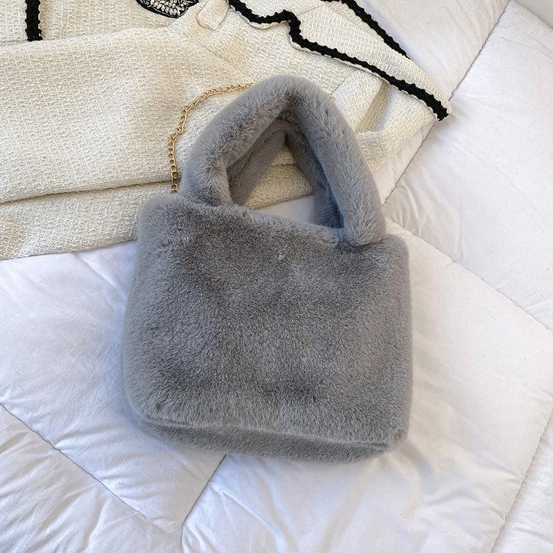 Large Fluffy Tote Bag Furry Crossbody Bag With Chain
