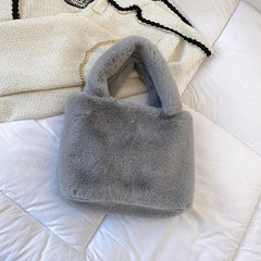 Large Fluffy Tote Bag Furry Crossbody Bag With Chain