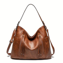 2pcs Large Capacity Tote Bag Wristlet Purse Set PU Leather Textured Shoulder Bag