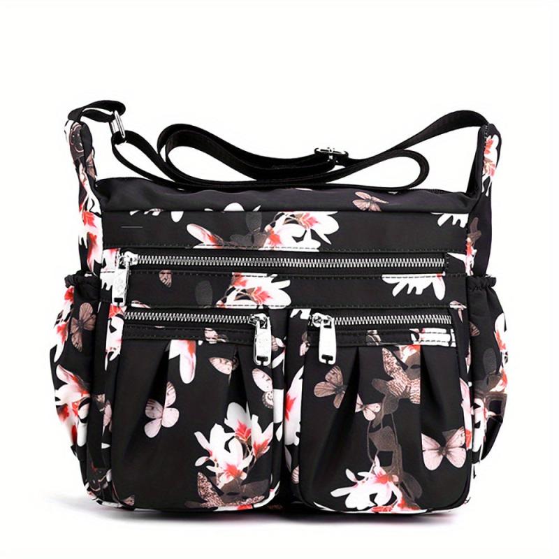 Large Capacity Nylon Shoulder Bag Zipper Stylish Crossbody Bag