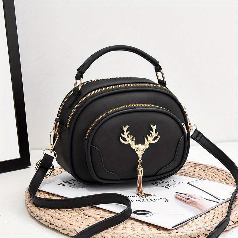 Small Crossbody Bag Metal Deer Tassel Shoulder Purse