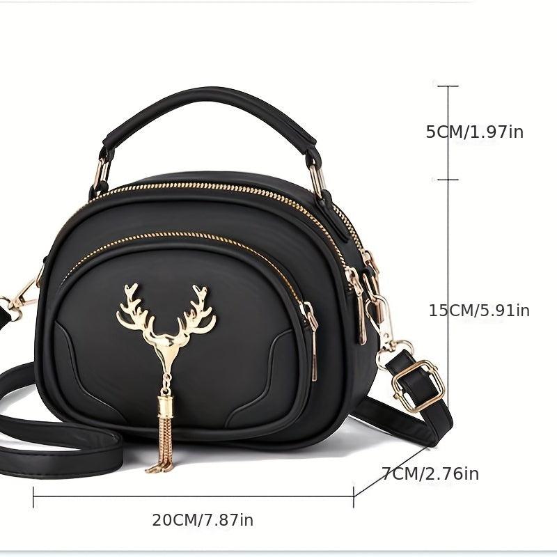 Small Crossbody Bag Metal Deer Tassel Shoulder Purse