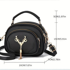 Small Crossbody Bag Metal Deer Tassel Shoulder Purse