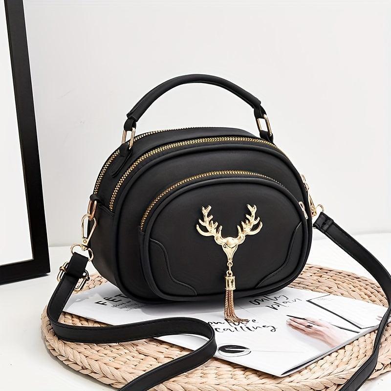 Small Crossbody Bag Metal Deer Tassel Shoulder Purse