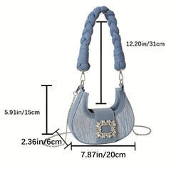 Chic Denim Underarm Bag with Twisted Strap