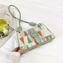 Geometric Pattern Square Bag PU Leather Casual Shoulder Bag