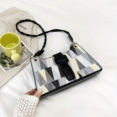 Geometric Pattern Square Bag PU Leather Casual Shoulder Bag