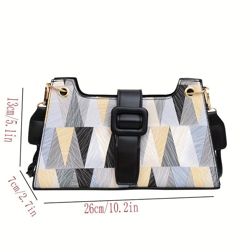 Geometric Pattern Square Bag PU Leather Casual Shoulder Bag