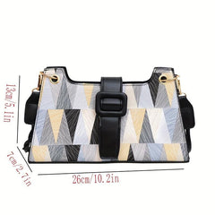 Geometric Pattern Square Bag PU Leather Casual Shoulder Bag