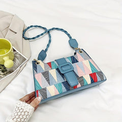 Geometric Pattern Square Bag PU Leather Casual Shoulder Bag
