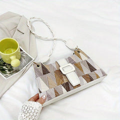 Geometric Pattern Square Bag PU Leather Casual Shoulder Bag