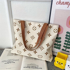 Cartoon Pattern Shoulder Bag Canvas Handbag Women's Storage Bag