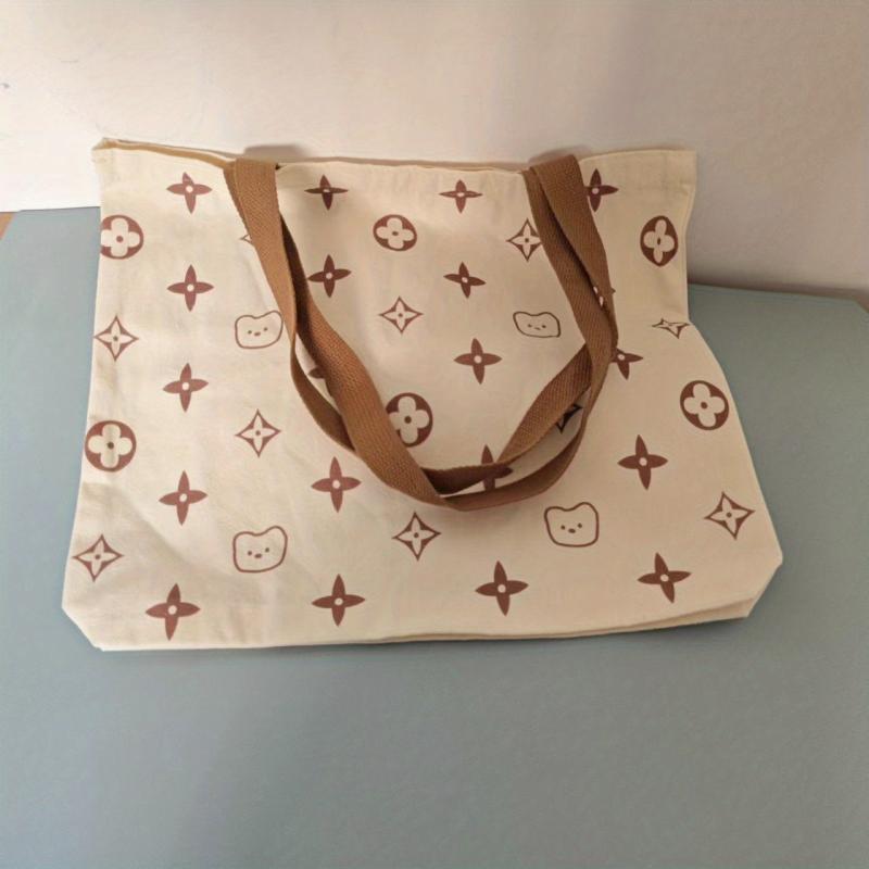 Cartoon Pattern Shoulder Bag Canvas Handbag Women's Storage Bag