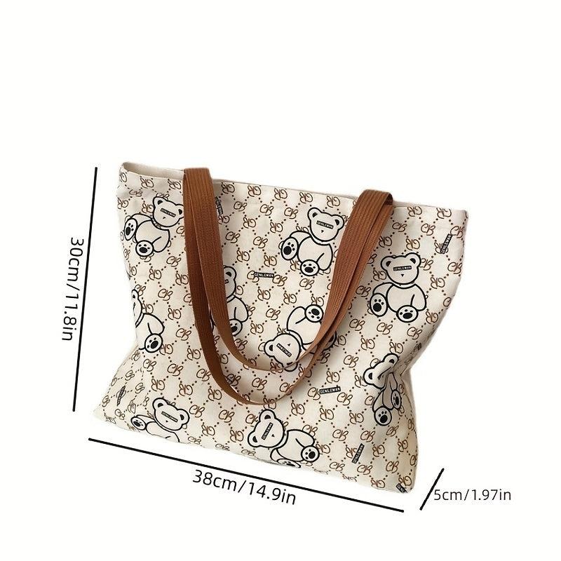Cartoon Pattern Shoulder Bag Canvas Handbag Women's Storage Bag