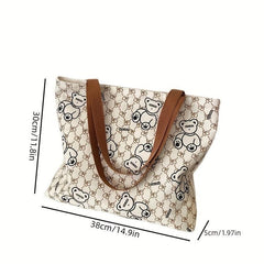 Cartoon Pattern Shoulder Bag Canvas Handbag Women's Storage Bag