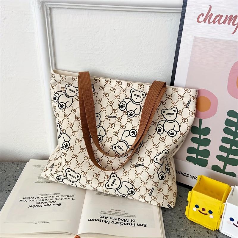 Cartoon Pattern Shoulder Bag Canvas Handbag Women's Storage Bag