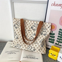 Cartoon Pattern Shoulder Bag Canvas Handbag Women's Storage Bag