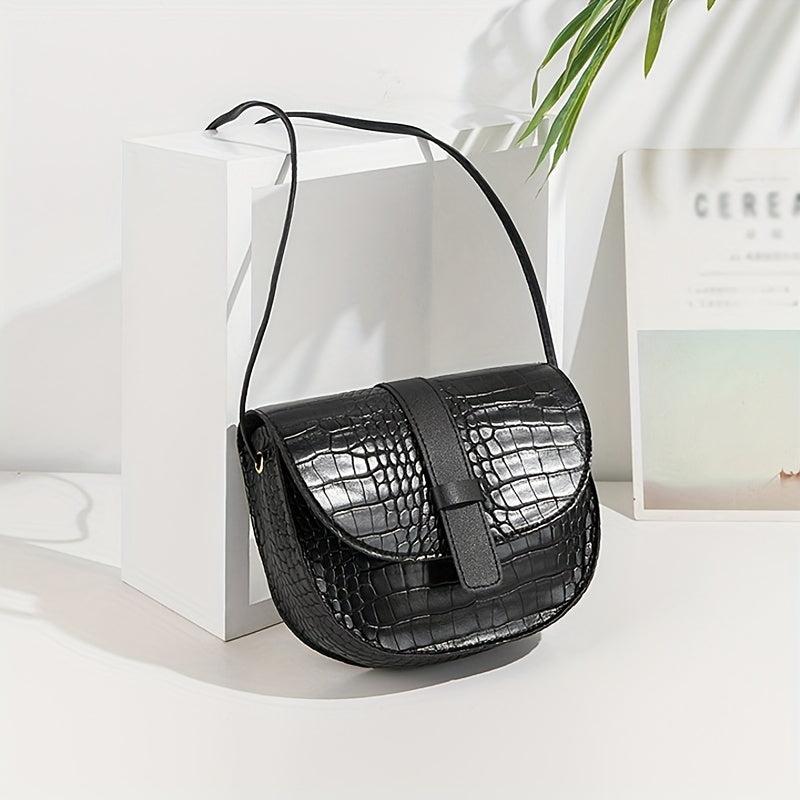 Crocodile Print Casual Shoulder Bag Waterproof PU Leather Crossbody Bag