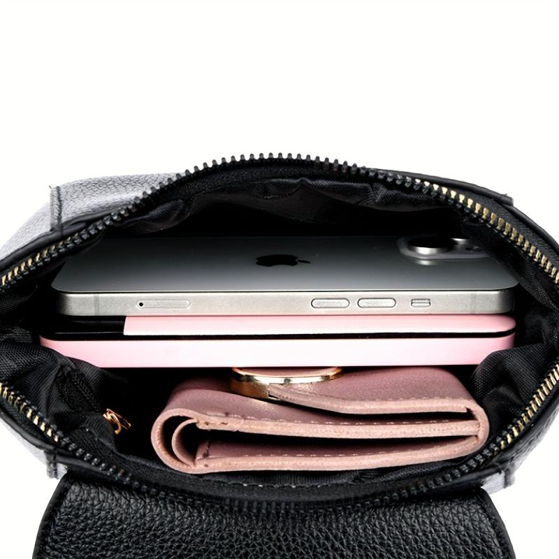 Vegan Leather Crossbody Bag Flap Shoulder Purse Women's Mobile Phone Bag