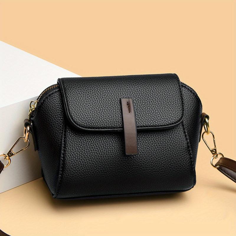 Vegan Leather Crossbody Bag Flap Shoulder Purse Women's Mobile Phone Bag