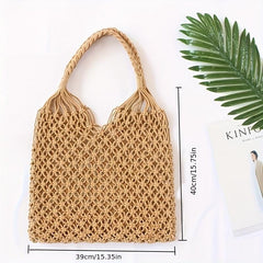 Straw Handbag Boho Style Beach Bag Woven Shoulder Bag