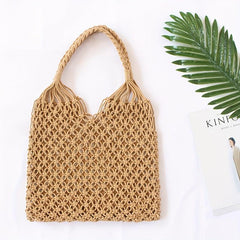 Straw Handbag Boho Style Beach Bag Woven Shoulder Bag