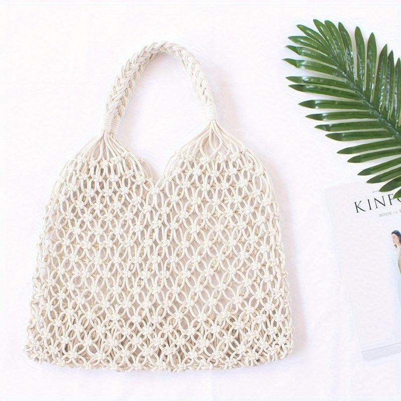 Straw Handbag Boho Style Beach Bag Woven Shoulder Bag