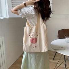 Casual Canvas Shoulder Bag Eco Large Capacity Shopping Bag
