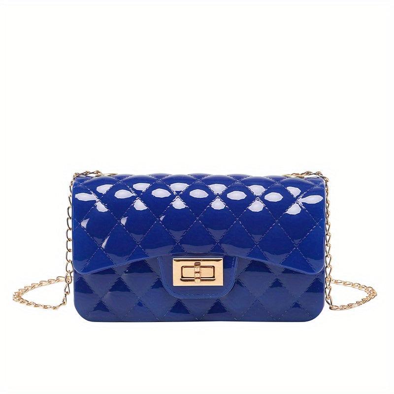 Argyle Jelly Handbag Mini Crossbody Bag with Faux Pearl Handle