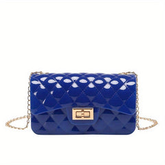 Argyle Jelly Handbag Mini Crossbody Bag with Faux Pearl Handle