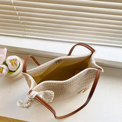 Boho Style Straw Shoulder Bag Woven Summer Beach Bag Tote Bag For Women