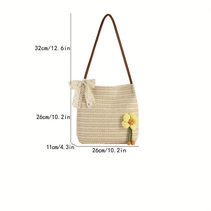 Boho Style Straw Shoulder Bag Woven Summer Beach Bag Tote Bag For Women